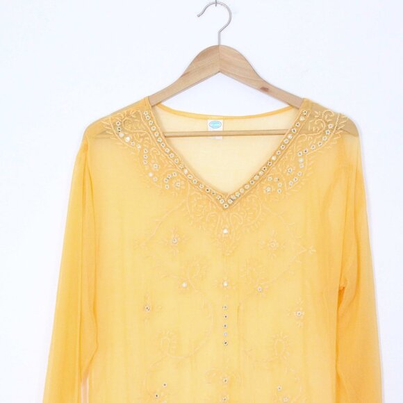 *Gul Meena Yellow Cover Up - Picture 3 of 7